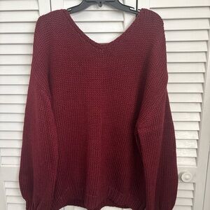 Elegant Maroon V-Neck Sweater